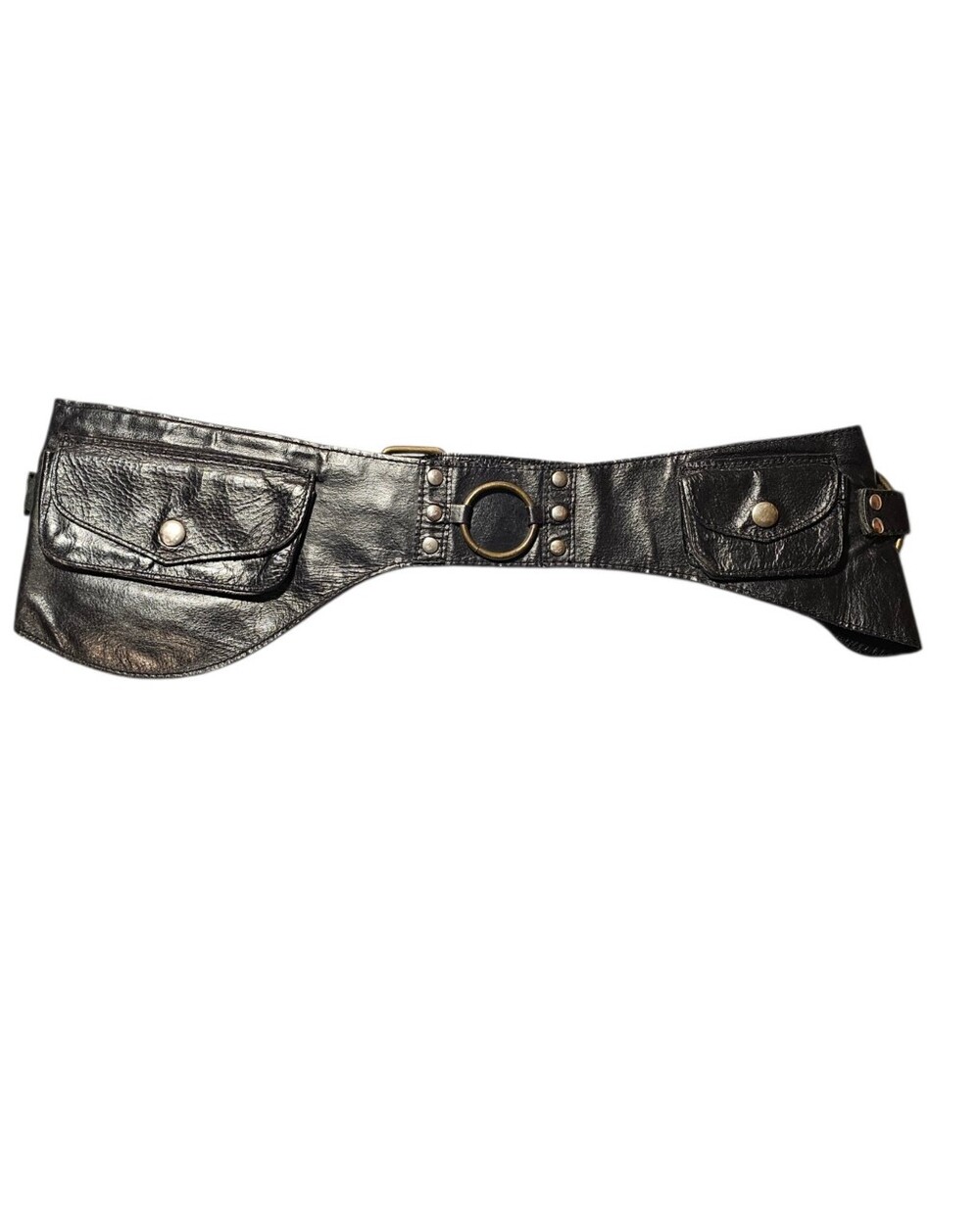 Jungle Tribe Leather Hip Belt with Pockets Festival Brass Grommet Waist